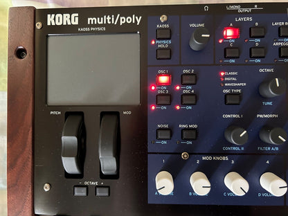 Korg Multi/Poly 37-Key Analog Modeling Synthesizer 2024 - Present - Black & Blue with Wood Sides