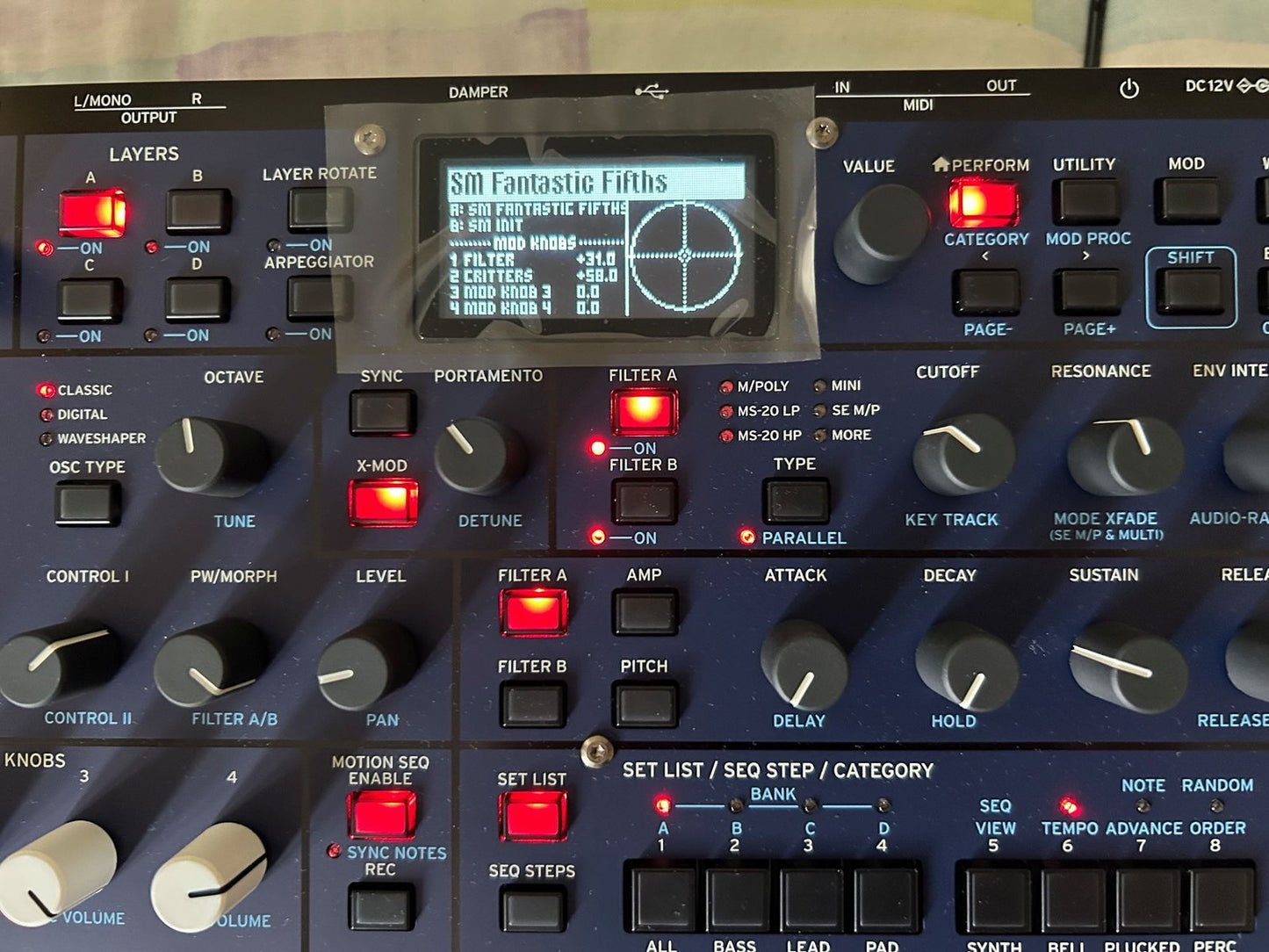 Korg Multi/Poly 37-Key Analog Modeling Synthesizer 2024 - Present - Black & Blue with Wood Sides