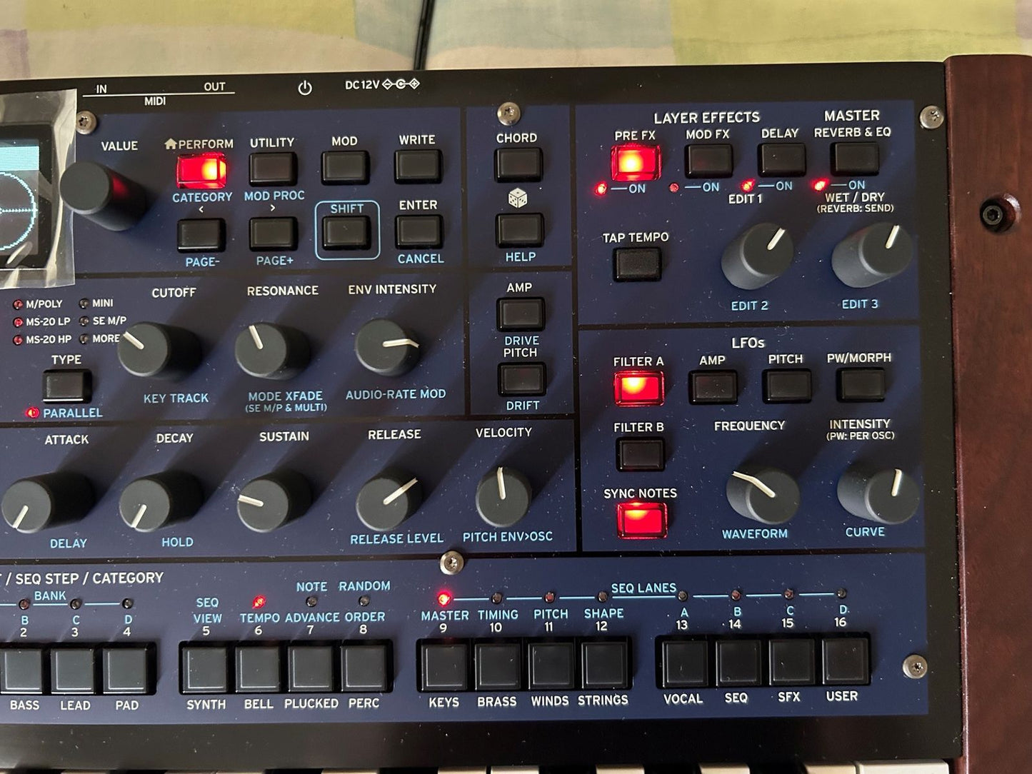 Korg Multi/Poly 37-Key Analog Modeling Synthesizer 2024 - Present - Black & Blue with Wood Sides