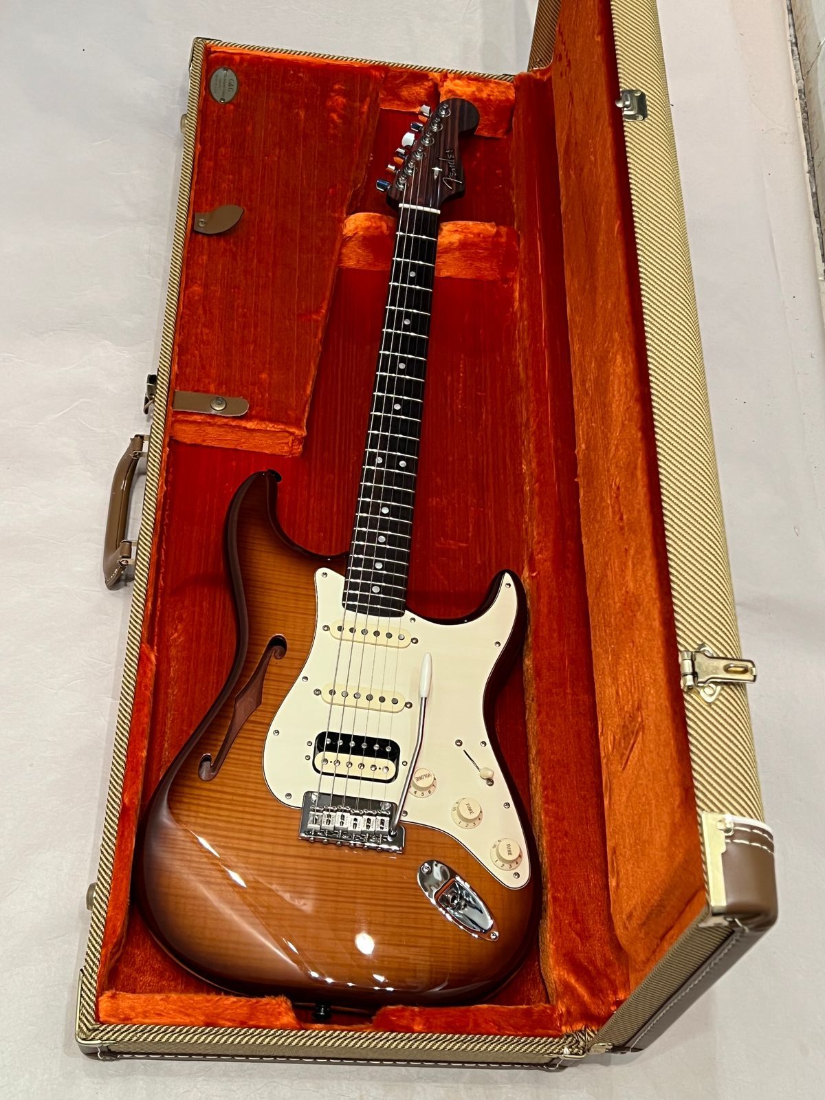 Fender Rarities Series Limited Edition Flame Maple Top Thinline Stratocaster HSS - 2019 -- Violin Burst Solid Rosewood Neck