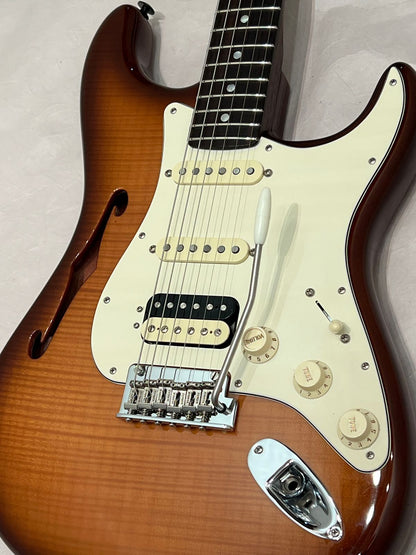 Fender Rarities Series Limited Edition Flame Maple Top Thinline Stratocaster HSS - 2019 -- Violin Burst Solid Rosewood Neck