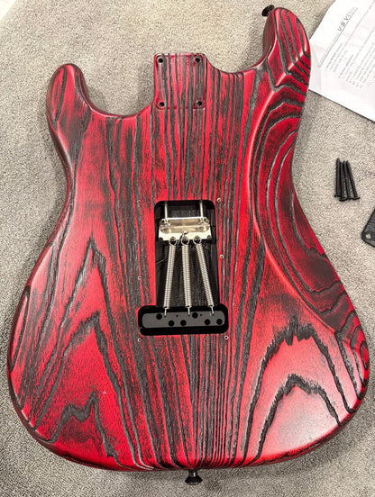 Fender USA Sandblasted Stratocaster Body w/Hardware, Jim Root Tweed HSC - Crimson Red