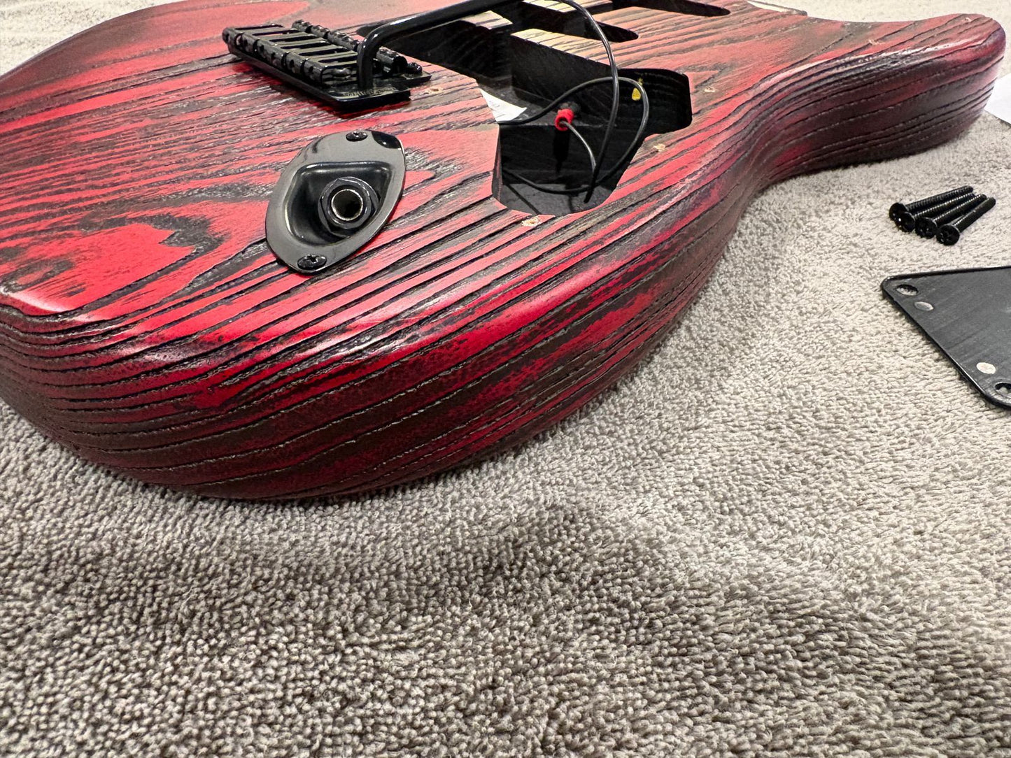Fender USA Sandblasted Stratocaster Body w/Hardware, Jim Root Tweed HSC - Crimson Red