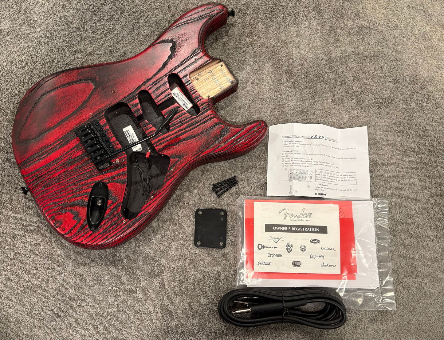 Fender USA Sandblasted Stratocaster Body w/Hardware, Jim Root Tweed HSC - Crimson Red